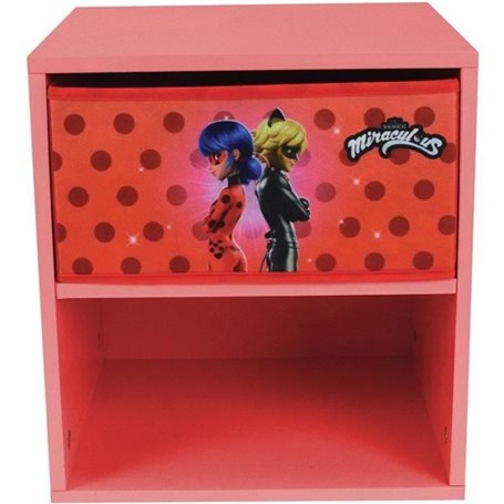 Fun house miraculous ladybug chevet avec tiroir h.36 x l.33 x p. 30 cm