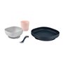 Coffret Repas Silicone - BEABA - Night Blue - Assiette, Bol, Verre, Cuillere - Bébé 4 mois