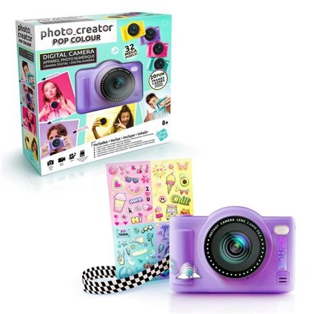 Canal Toys - Photo Creator -Appareil Photo Numérique Pop Couleur Violet- Avec carte SD 8Go incluse - CLK 041