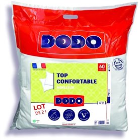 DODO - Lot de 2 Oreillers - Confortable - 60 x 60 cm - 100% Polyester VOLUPT'AIR - Blanc