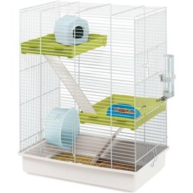 Cage pour hamster FERPLAST Tris - Structure verticale en métal - Accessoires inclus - Blanc