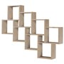FMD Etagere Murale avec 11 Compartiments Couleur Chene Tablette Rangement 428746