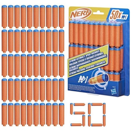 Nerf N Series Recharge de 50 fléchettes N1, Fléchettes en mousse compatibles avec les blasters Nerf N Series, Jouet pour enfants