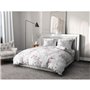 Parure de couette 220x240 cm HOME LINGE PASSION POMPADOUR : Housse de couette + 2 taies d'oreiller - 100% Coton 57 Fils - Blanc/