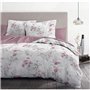 Parure de couette 220x240 cm HOME LINGE PASSION POMPADOUR : Housse de couette + 2 taies d'oreiller - 100% Coton 57 Fils - Blanc/