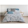 Parure de couette 220x240 cm HOME LINGE PASSION POMPADOUR : Housse de couette + 2 taies d'oreiller - 100% Coton 57 Fils - Blanc/