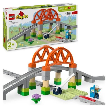 LEGO DUPLO Ma ville 10426 Set d'extension : Les rails et le pont du train - Jouets d'éveil