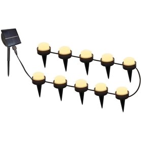 10 mini-spots lumineux solaires a piquer - LUMISKY - SOLIRAY - 12 m - LED blanc chaud - Balisage allée