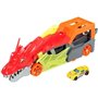 Hot Wheels City - Transporteur Dragon Lanceur 2-en-1 - Camion / Petite voiture - Des 3 ans GTK42