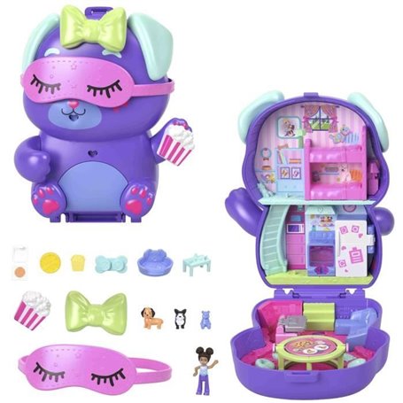 Polly Pocket-Coffret Chiot Festif soirée pyjama -Jouet De Voyage - 4 ans+- JCR38