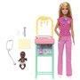 Barbie-Coffret Barbie Pédiatre-Poupée Blonde Et Poupée Bébé - 3 ans+- JCR72