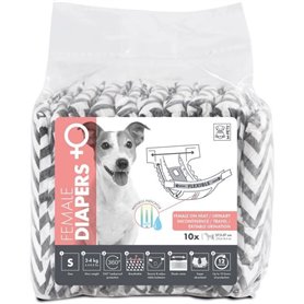 Couches pour chien - M PETS - DIAPERS - Femelle S x10 - Tour de taille 17,5-37 cm - 2-4 kg - Indicateur d'humidité - 12h protect