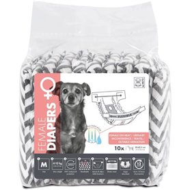 Couches pour chien - M PETS - DIAPERS - Femelle M x10 - Tour de taille 30-42,5 cm - 4-10 kg - Indicateur d'humidité - 12h protec