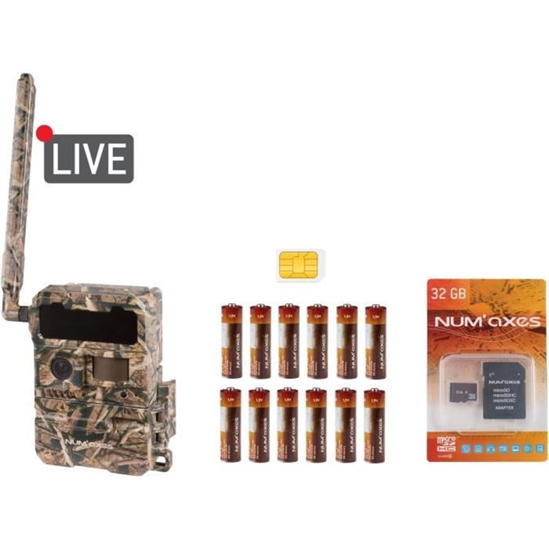 Pack piège photographique - NUM'AXES - PIE1067 - Mémoire 32 Go - HD 720P 1280 x 720 pixels - Carte multi-opérateurs
