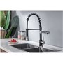 Robinet de cuisine - Mitigeur évier - Noir/Chrome - Rotatif 360° - 2 jets - OCEANIC - Avec douchette extractible - OCEANIC