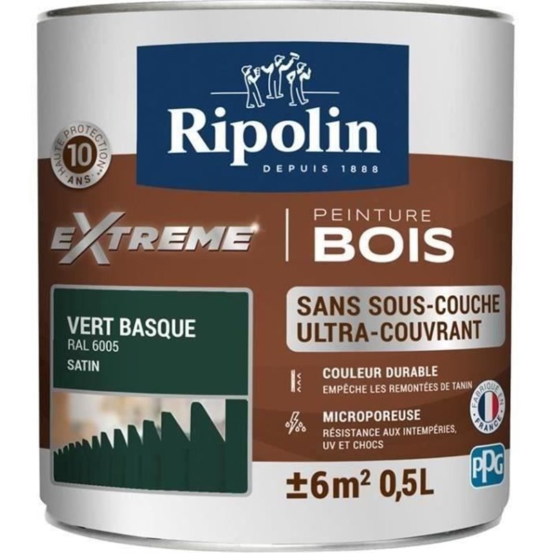 Image secondaire de RIPOLIN Peinture Bois Satin Haute Protection 10 ans qui Protege et Magnifie vos Bois - Vert basque