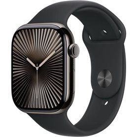 Apple Watch Series 10 GPS + Cellular - 46mm - Boîtier Slate Titanium - Bracelet Black Sport Band - S/M