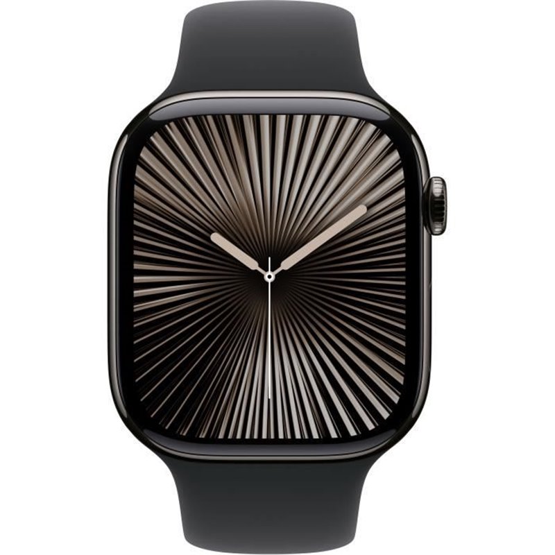 Image secondaire de Apple Watch Series 10 GPS + Cellular - 46mm - Boîtier Slate Titanium - Bracelet Black Sport Band - S/M