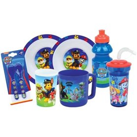 Lot vaisselle - FUN HOUSE - PAT'PATROUILLE  - Verre, 2 Assiettes creuses Ø16 cm, couverts, gourde, gobelet et mug