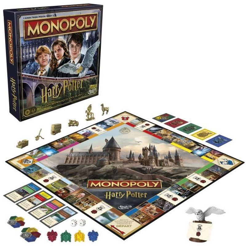 Monopoly édition Harry Potter, Jeu de société de plateau, Aventures magiques à Poudlard, dès 8 ans, 2 à 6 joueurs