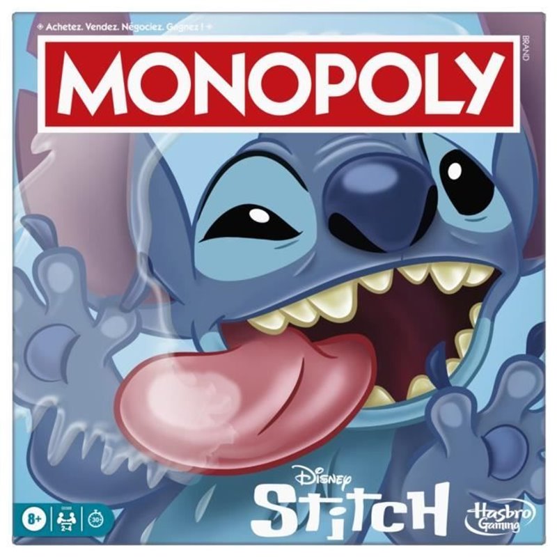 Monopoly Stitch, Jeu de société de plateau, 2 a 4 joueurs, 30 minutes, édition Disney Lilo & Stitch, Des 8 ans