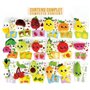 Lot de 18 pochettes surprises - JEMINI - Surprise Market - Peluche fruits ou légumes +/- 10 cm, stickers et cartes mémo