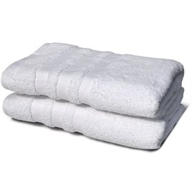 Lot de 2 serviettes - LOVELY HOME - 2 Draps de douche 70 x 140 cm - Blanc