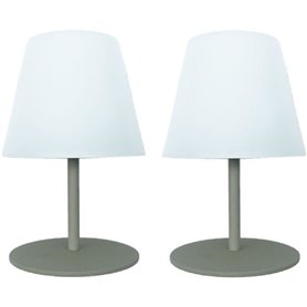 Set de 2 lampes de table sans fil - LUMISKY - TWINS - Olive - H16 cm - LED