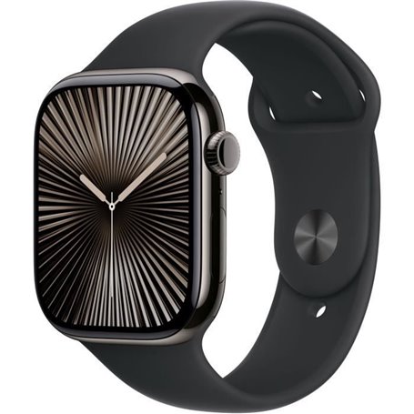 Apple Watch Series 10 GPS + Cellular - 46mm - Boîtier Slate Titanium - Bracelet Black Sport Band - M/L