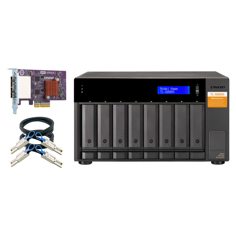 QNAP TL-D800S Boîtier de disques de stockage Boîtier disque dur/SSD Noir, Gris 2.5/3.5