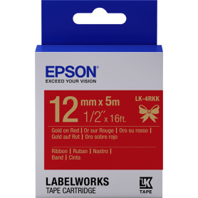 Epson Ruban satin pour étiqueteuse LK-4RKK Or/Rouge 12 mm (5 m)