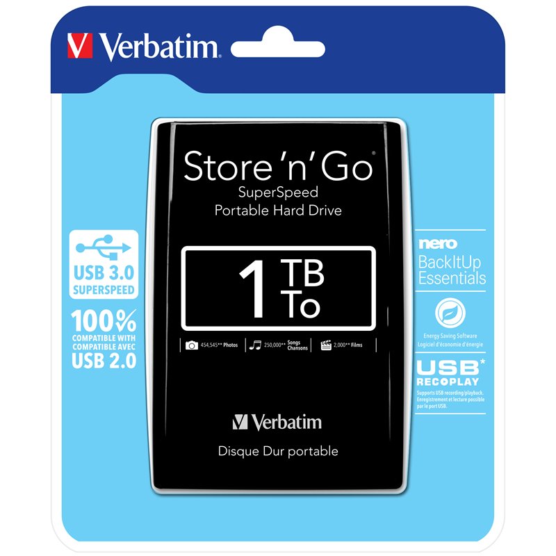 Image secondaire de Verbatim Disque dur portable USB Store 'n' Go 3.0, 1 To, noir
