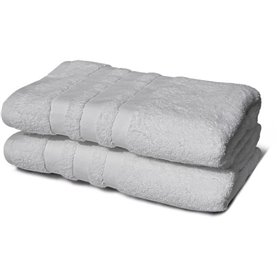 Lot de 2 serviettes - LOVELY HOME - 2 Draps de douche 70 x 140 cm - Gris clair