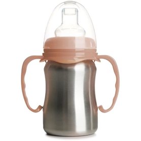 Tasse d'apprentissage - THERMOBABY - Inox - 180 ml - Peche - Ergonomique et anti-fuites