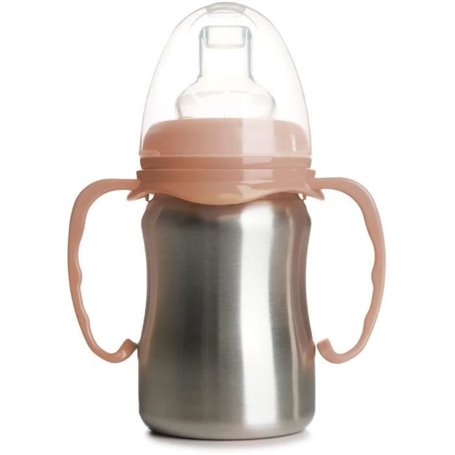 Tasse d'apprentissage - THERMOBABY - Inox - 180 ml - Peche - Ergonomique et anti-fuites