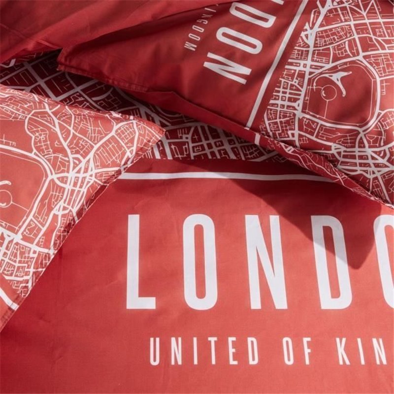 Image secondaire de Parure de lit - TODAY - JAVA - 2 personnes - 240x220 cm - Coton - Imprimé London - Rouge