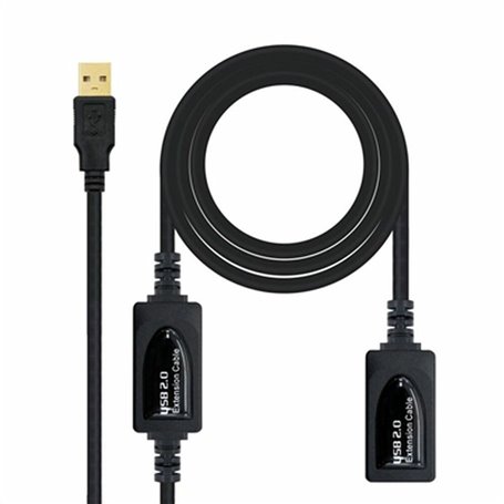 Câble Rallonge à USB NANOCABLE 10.01.0212 10 m Noir 10 m (1 Unité)