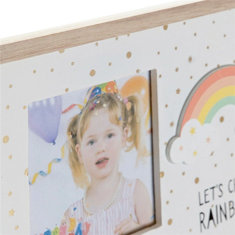 Image secondaire de Cadre photo DKD Home Decor Arc-en-ciel Rose Blanc Enfant Bois MDF (25 x 1 x 16 cm) (2 Unités)