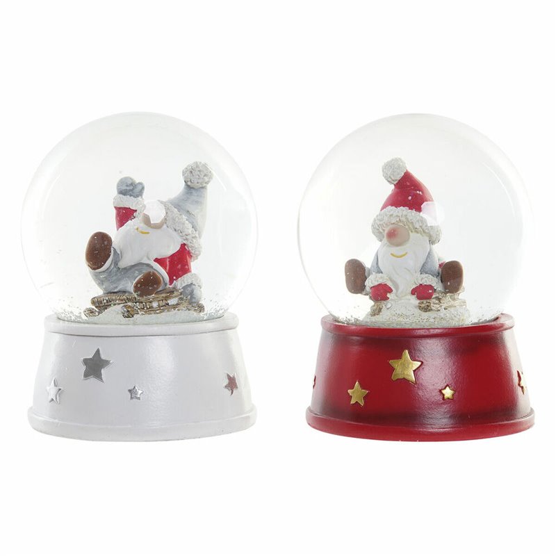 Boule de Noël DKD Home Decor Résine Verre Père Noël (2 pcs) (9.5 x 9.5 x 13.5 cm)