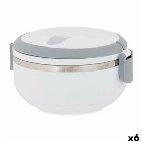 Boîte à lunch Kinvara SW8034A-1 1 Blanc Gris Anthracite Acier inoxydable polypropylène 700 ml 16 x 9 x 14,5 cm (6 Unités)