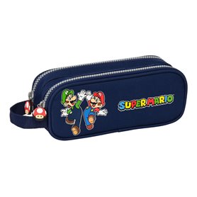 Trousse Fourre-Tout Double Super Mario Blue marine 21 x 8 x 6 cm