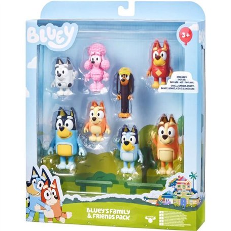 Figurines - BLUEY - Coffret 8 personnages - Figurines articulées - Univers de la série - Mixte