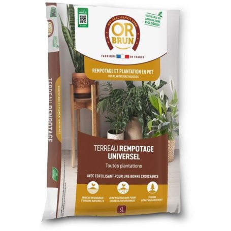 Terreau rempotage universel - OR BRUN - OBRTREM6U - 6L - Améliore la croissance