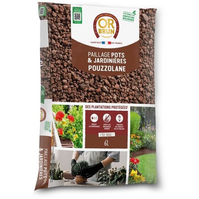 Paillage de Pouzzolane - OR BRUN - OBRPPOU6U - 6L - Protection des plantes