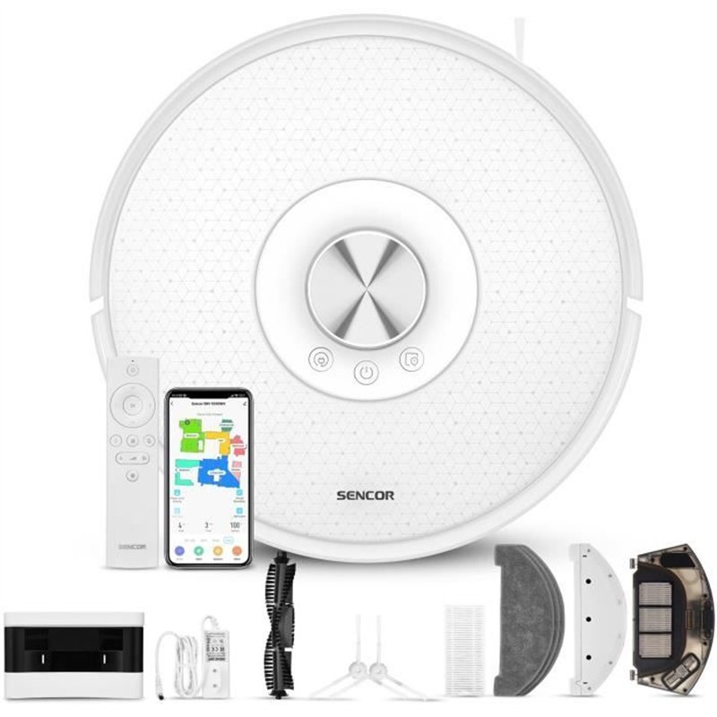 Aspirateur Robot Laveur - SENCOR SRV 9350WH - 4000 Pa - 200 min - 65 dB - Blanc