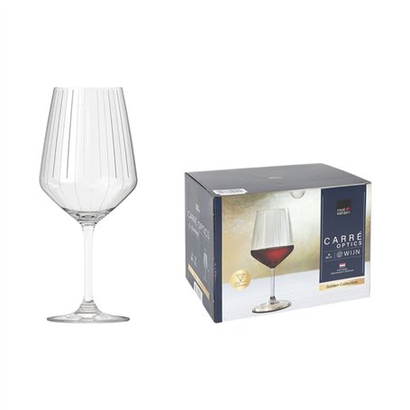 Set de verres à vin Inde Carre optics ø 9,8 x 22,2 cm 650 ml 6 Pièces