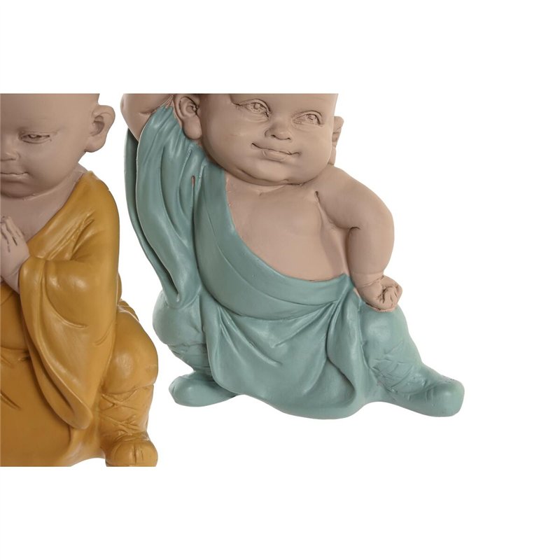 Image secondaire de Figurine Décorative DKD Home Decor Bleu Rose Jaune Résine Moine (8 x 5,5 x 12,7 cm) (3 Unités)