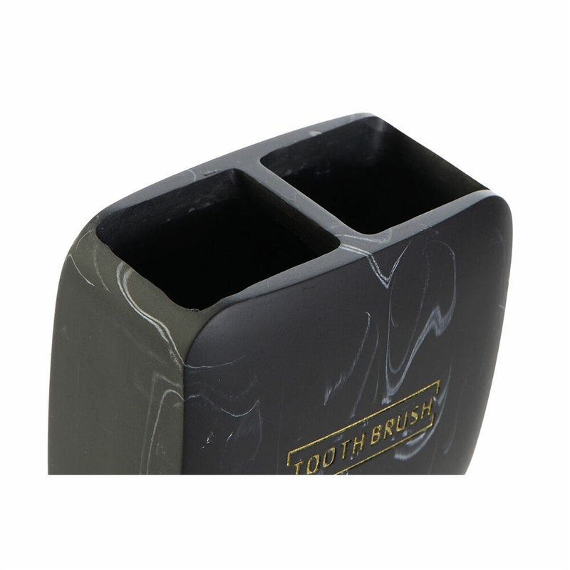 Image secondaire de Support pour brosses à dents DKD Home Decor Noir Marbre (10,5 x 6,5 x 10 cm)