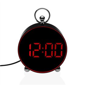 Pendule Réveil Versa Noir Rouge