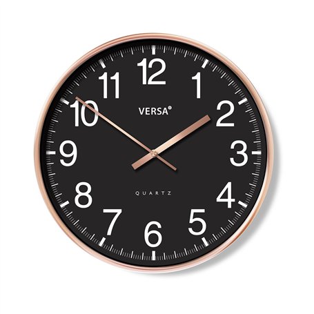 Horloge Murale Versa Noir Plastique 4,3 x 30 x 30 cm